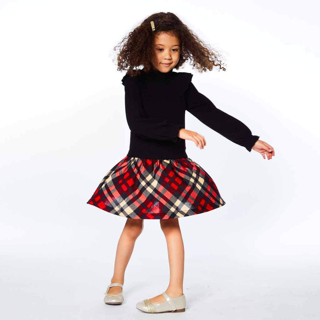 Deux Par Deux L/S Mock Neck Dress _Black E20NG91 - 999 - NorthGirls