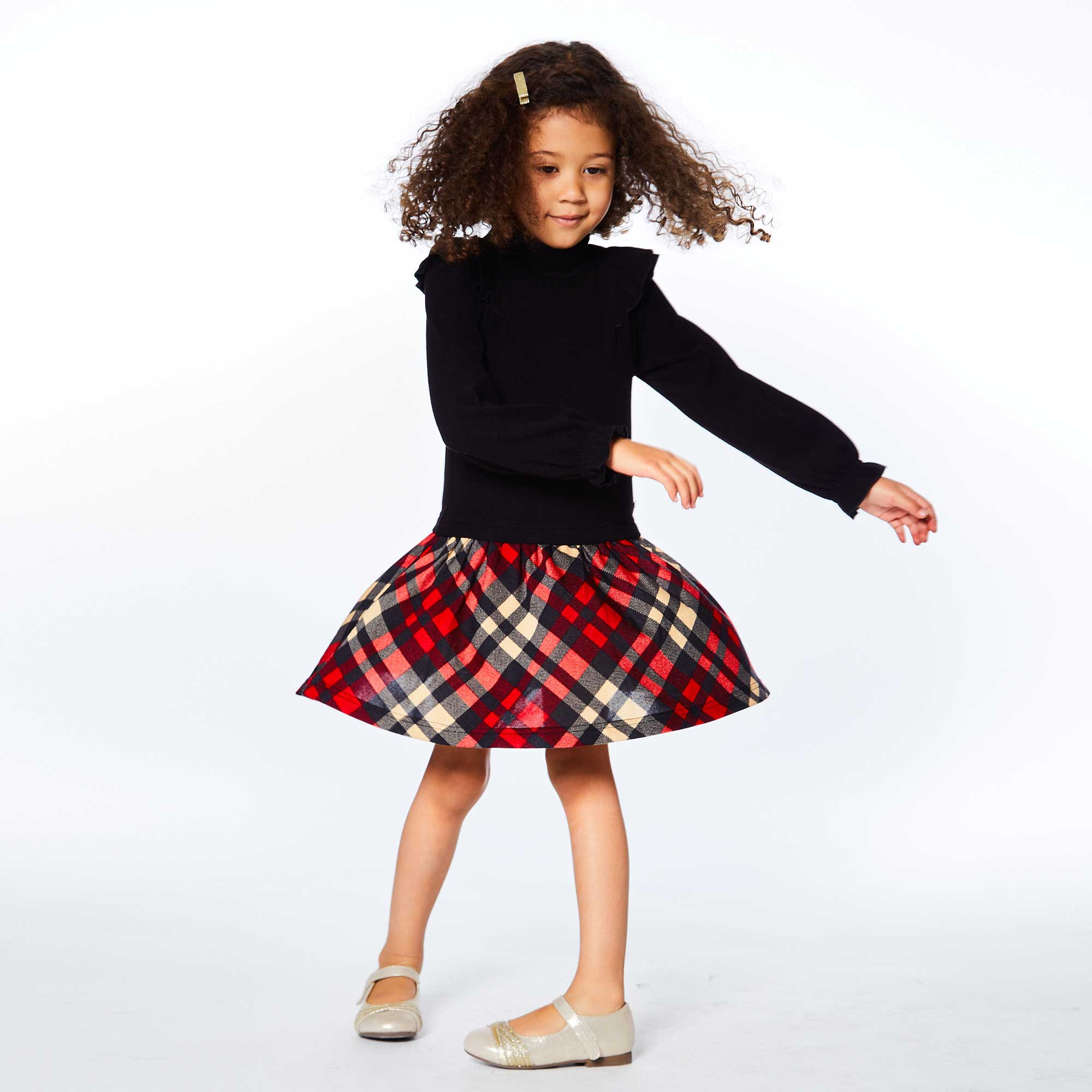 Deux Par Deux L/S Mock Neck Dress _Black E20NG91 - 999 - NorthGirls