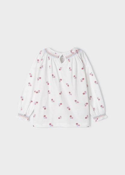 Mayoral Mini Long Sleeve Smocked Shirt _White 4028-31