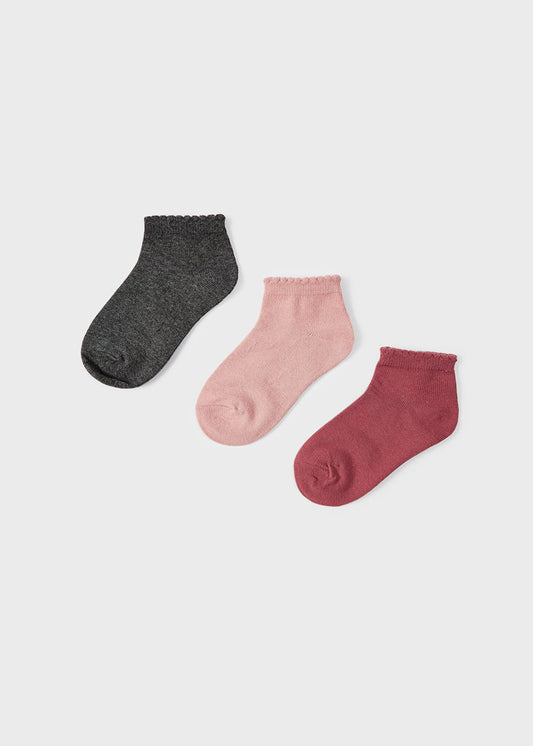 Mayoral Ankle Sock 3pc Set _Grey/Pink/Beige 10325-76