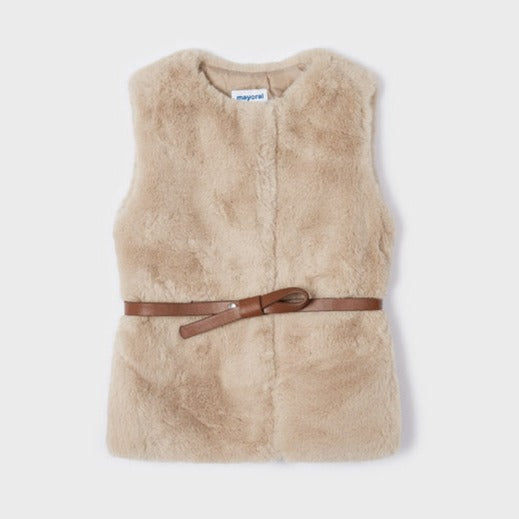 Mayoral Mini Fur Vest _Beige 4312-12