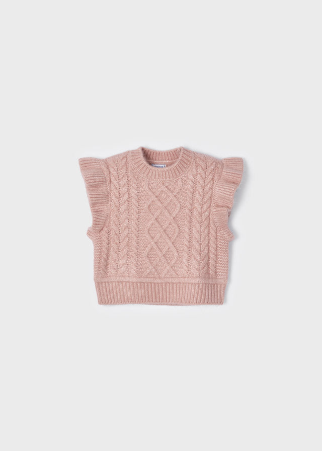 Mayoral Mini Cable Knitted Vest _Pink 4313-17