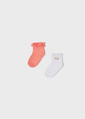 Mayoral Baby Floral Socks 2pc Set_ ﻿Coral 10176 - 78 - NorthGirls