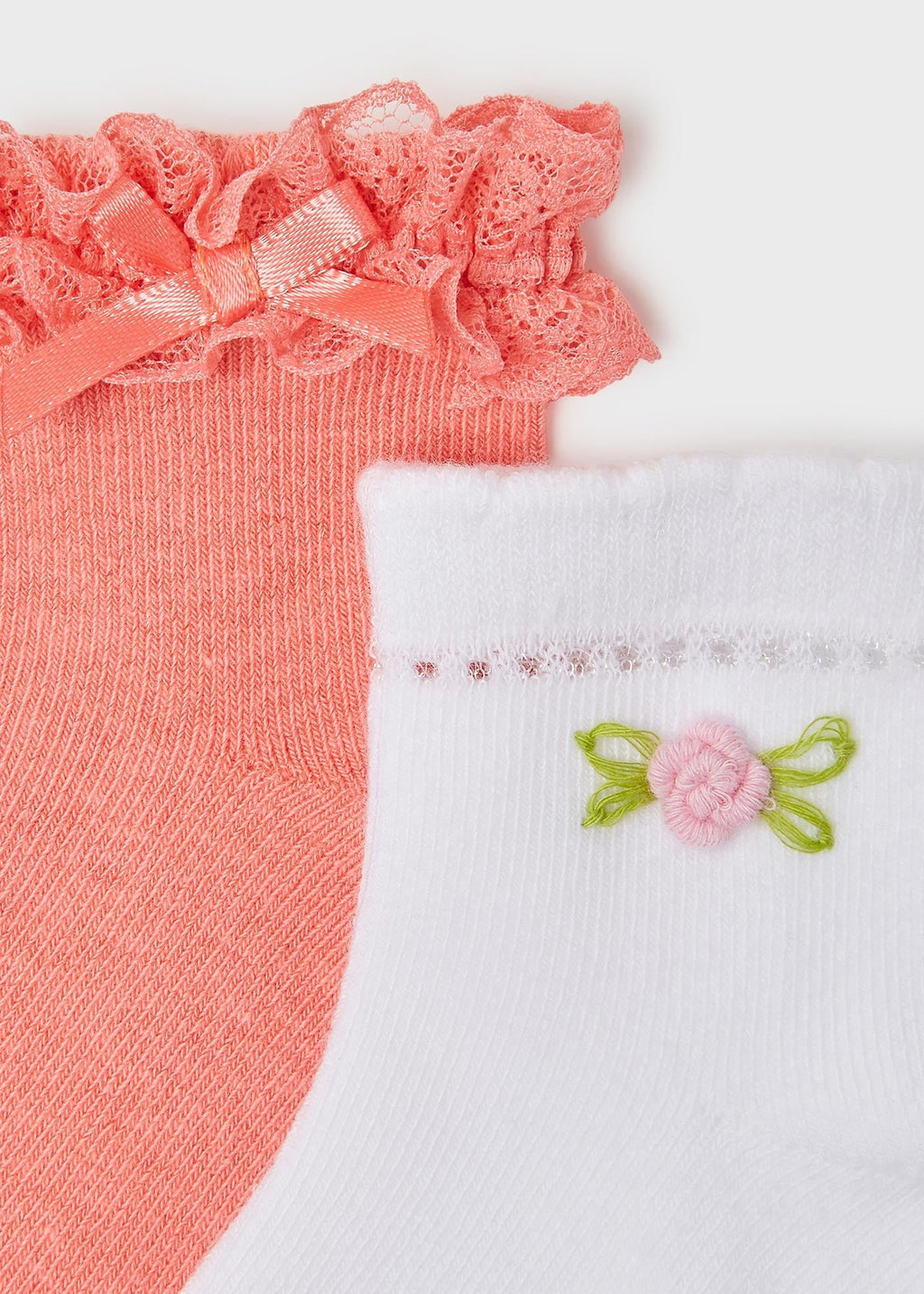 Mayoral Baby Floral Socks 2pc Set_ ﻿Coral 10176 - 78 - NorthGirls