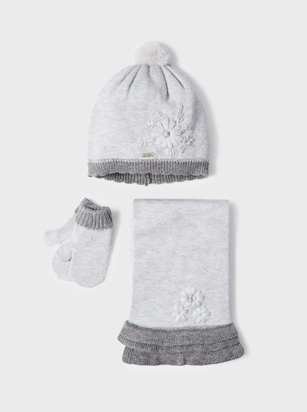Mayoral Baby Hat, Mittens & Scarf Set _Grey 10280 - 062 - NorthGirls
