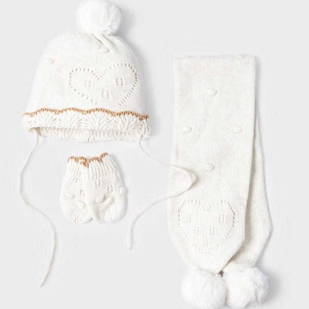Mayoral Baby Hat, Scarf & Mittens Set _Cream 9543 - 024 - NorthGirls