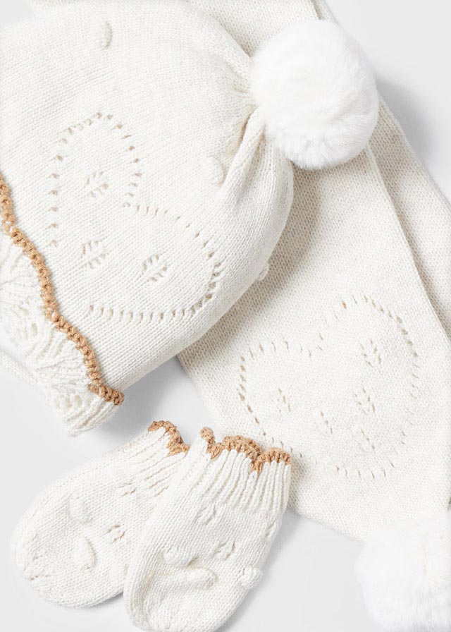 Mayoral Baby Hat, Scarf & Mittens Set _Cream 9543 - 024 - NorthGirls