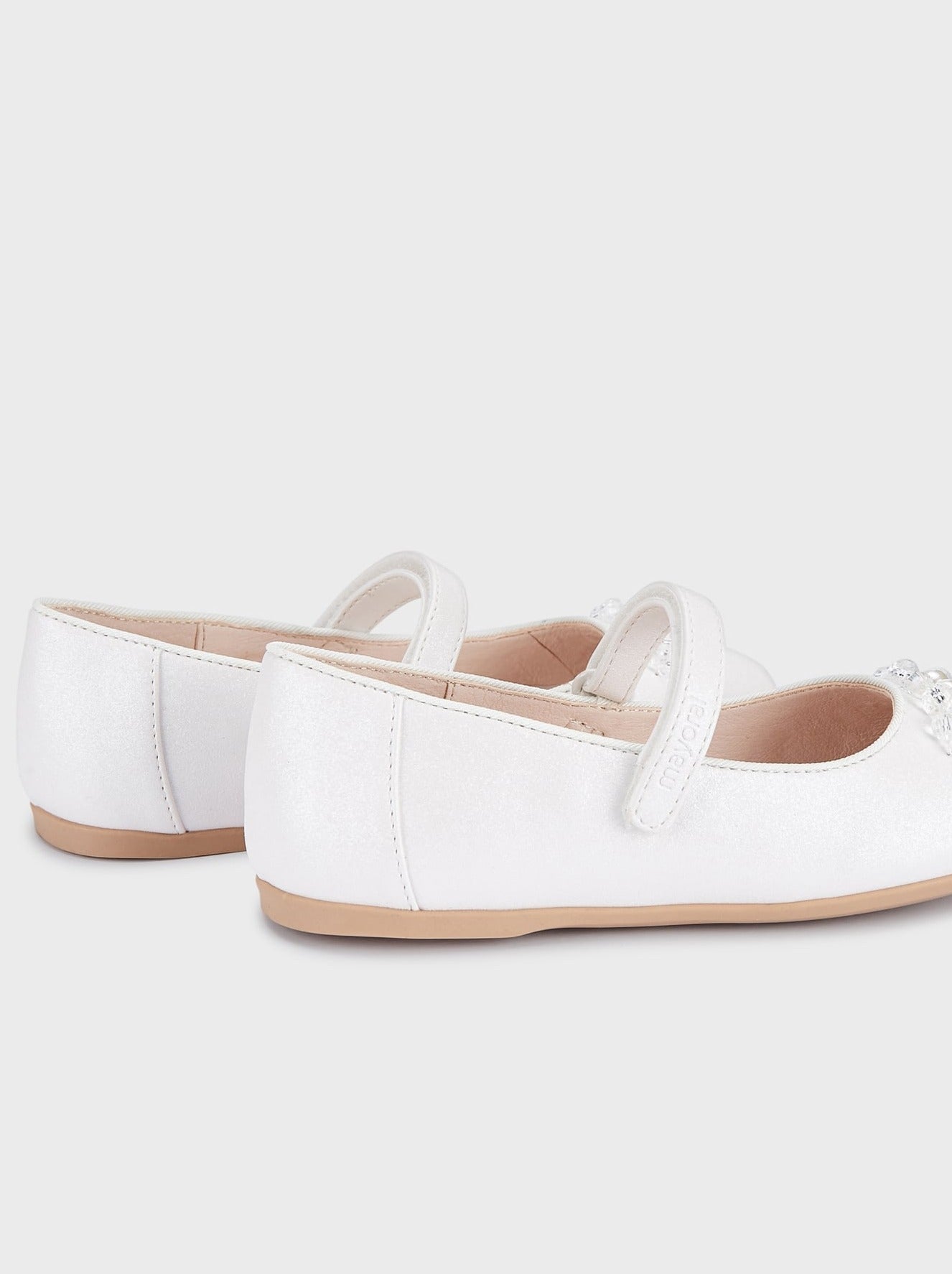 Mayoral Formal Ballet Flats w/Beads & Pearls _White 43437 - 087 - NorthGirls