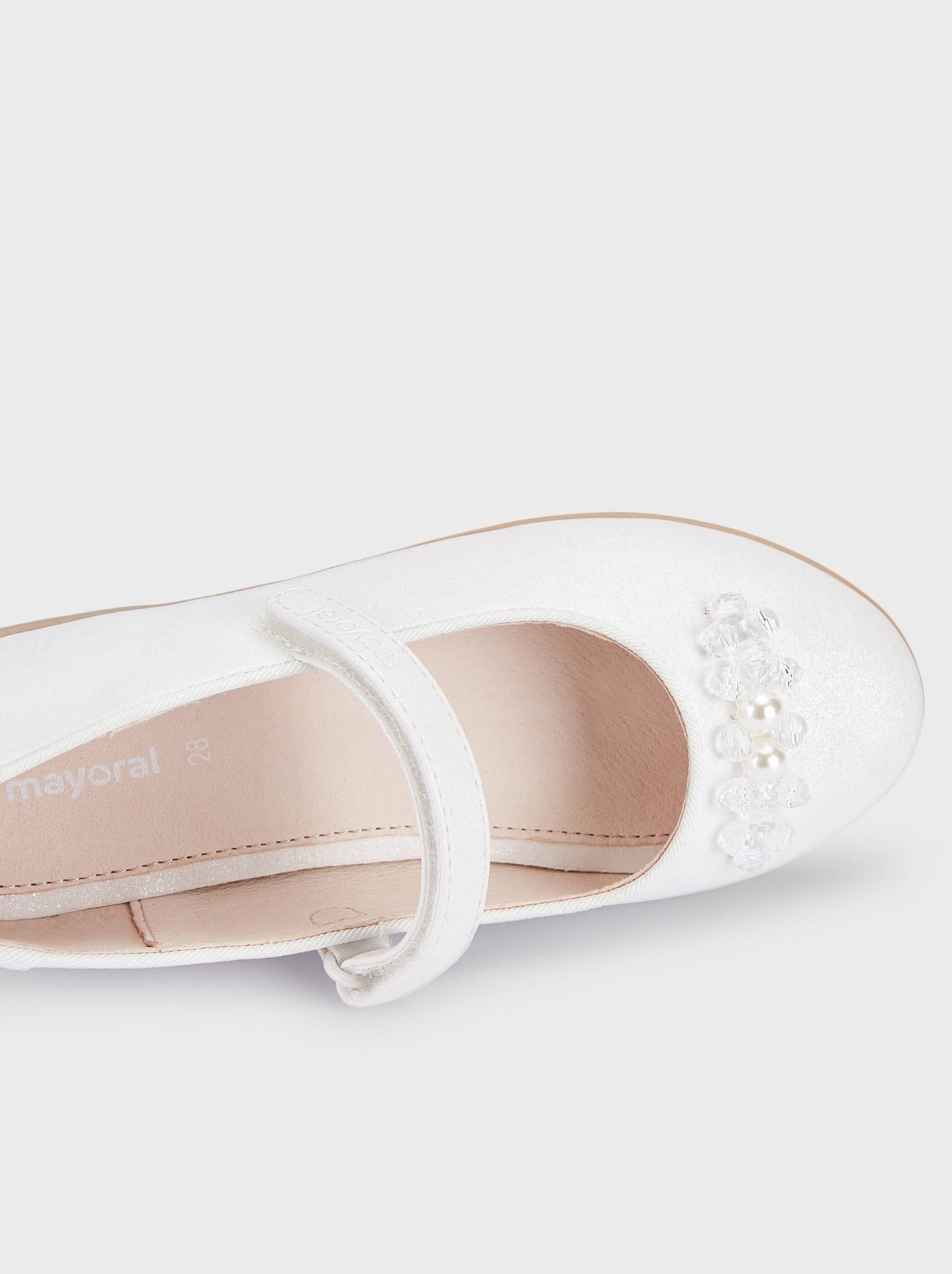 Mayoral Formal Ballet Flats w/Beads & Pearls _White 43437 - 087 - NorthGirls