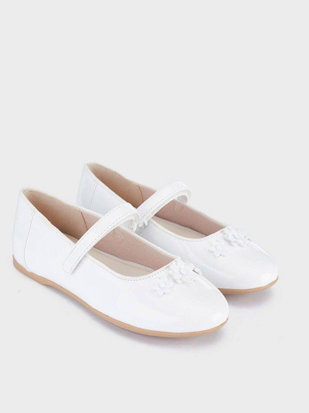 Mayoral Formal Patent Leather Mary Jane w/Flowers White_43433 - 078 - NorthGirls