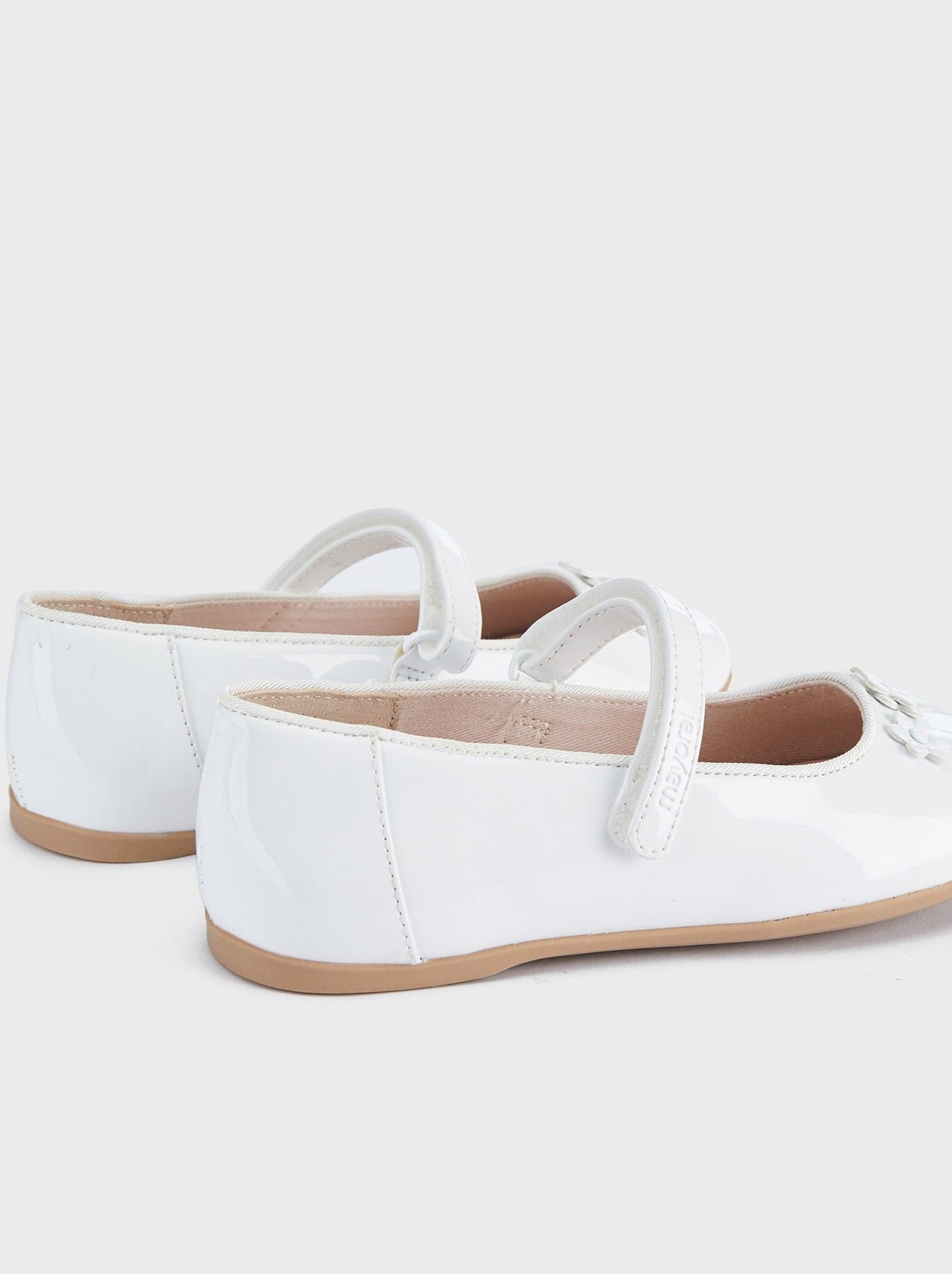 Mayoral Formal Patent Leather Mary Jane w/Flowers White_43433 - 078 - NorthGirls