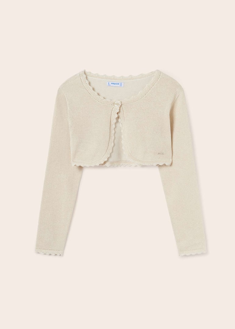 Mayoral Junior Basic Knit Bolero Cardigan _Cream 332 - 94 - NorthGirls