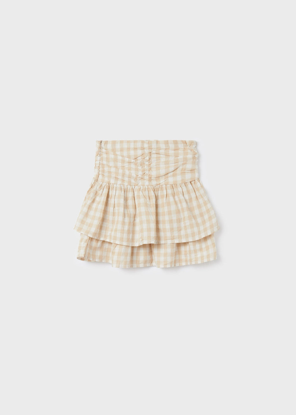 Mayoral Junior Tiered Gingham Skirt _Beige 6904 - 083 - NorthGirls