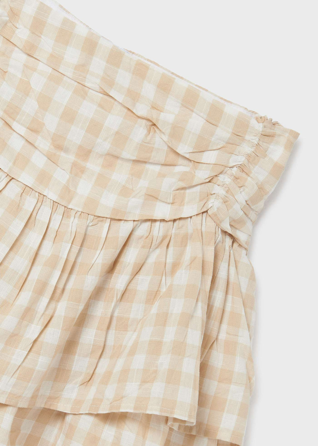 Mayoral Junior Tiered Gingham Skirt _Beige 6904 - 083 - NorthGirls