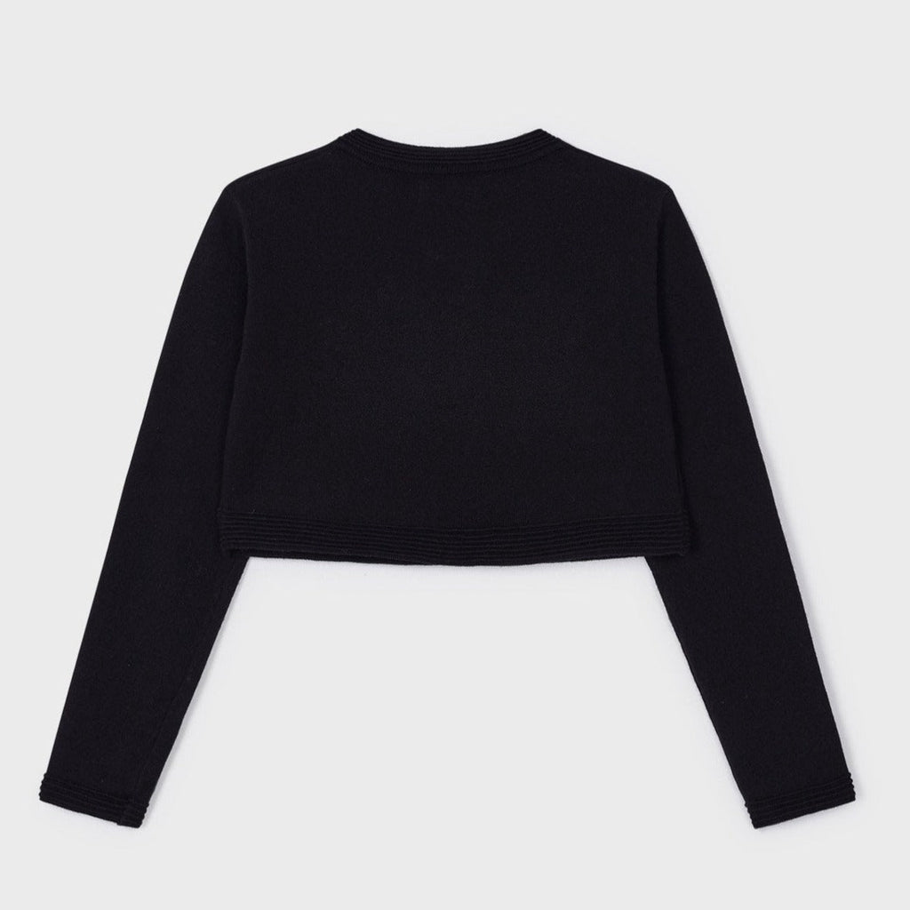 Mayoral Mini Basic Knit Bolero Cardigan w/Bow _Black 321 - 82 - NorthGirls