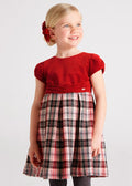 Mayoral Mini Velvet & Plaid Dress _Red 4956 - 10 - NorthGirls