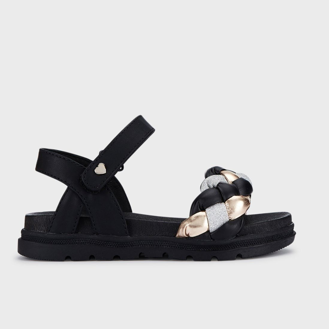 Mayoral Strapped Leather Sandals w/Braided Band Black_45453 - 035 - NorthGirls
