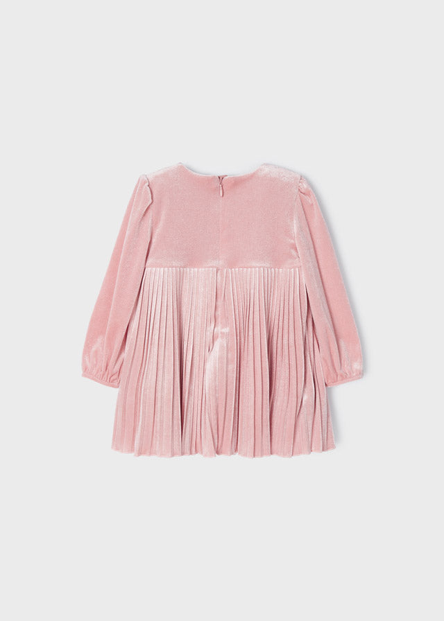Mayoral Baby Pleated Velvet Dress Blush 2949 091