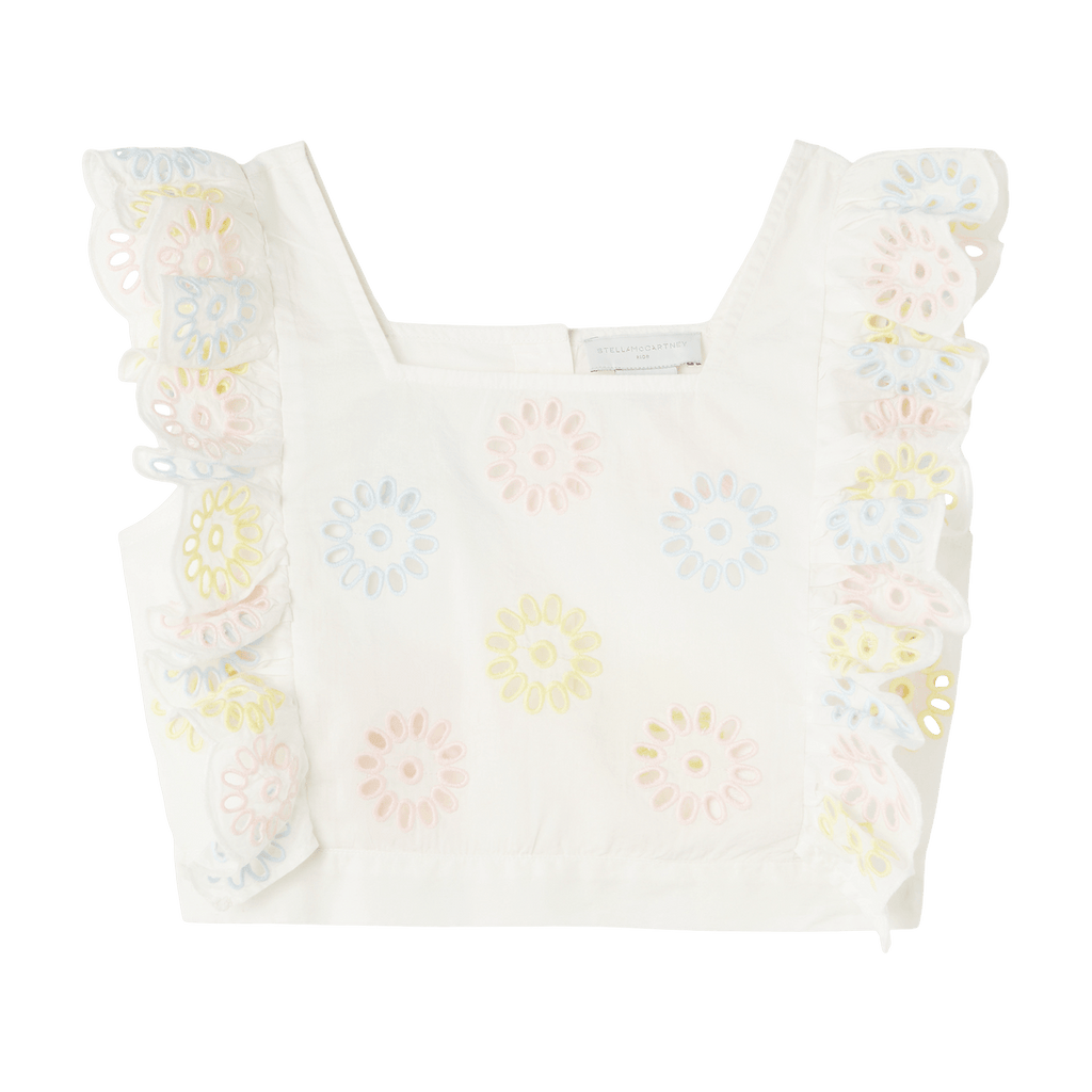 Stella McCartney Crop Sleeveless Eyelet Blouse _White TS5A32 - Z1142 - 101EM - NorthGirls