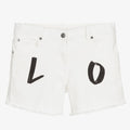 Stella McCartney Denim Shorts w/Love Print _ White 8Q6BY9 - 101 - NorthGirls
