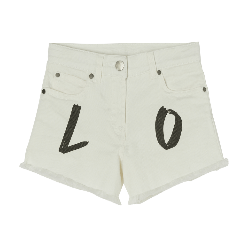 Stella McCartney Denim Shorts w/Love Print _ White 8Q6BY9 - 101 - NorthGirls