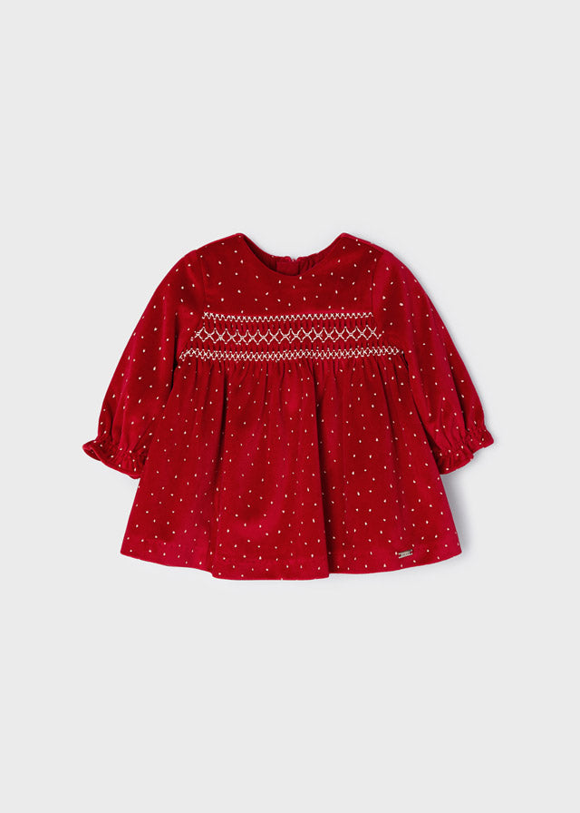 Mayoral Baby L/S Velvet Dress _Red 2808-026